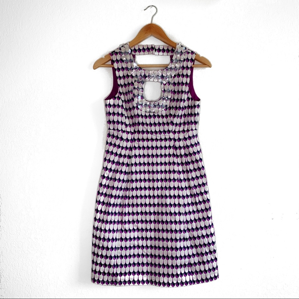 Nanette Lepore beaded pleated sheath dress size